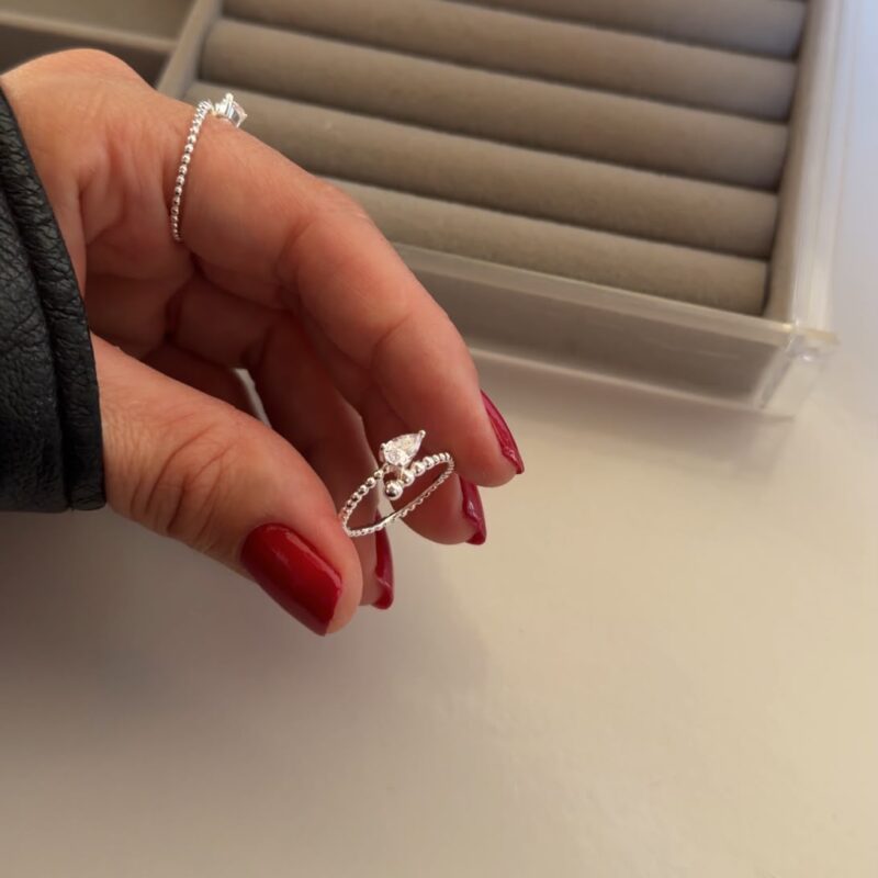 anel bolinhas com zirconia