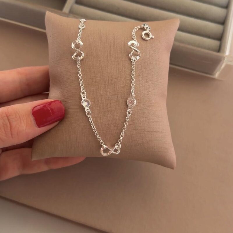pulseira infinito e zirconia 19 cm