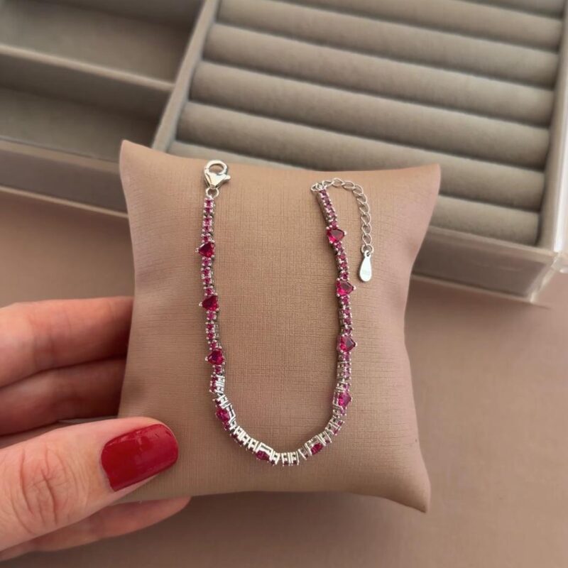 pulseira riviera rosa 19cm com extensor semirrígida