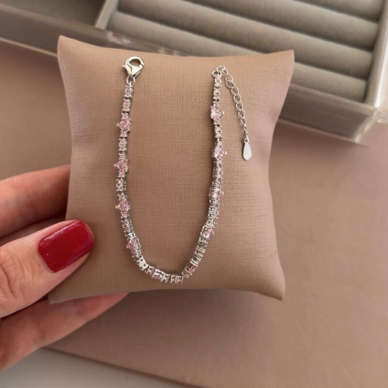 Pulseira Riviera rosa 19 cm com extensor (semirrígida )