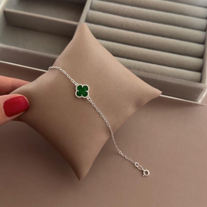 Pulseira trevo verde 19 cm