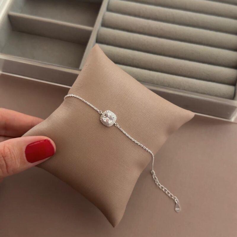 Pulseira zircônia cravejada  19 cm com extensor