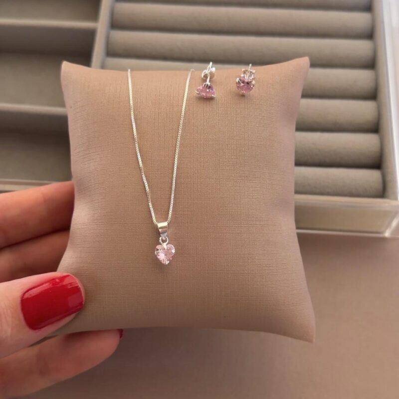 Conjunto coração rosa 45 cm