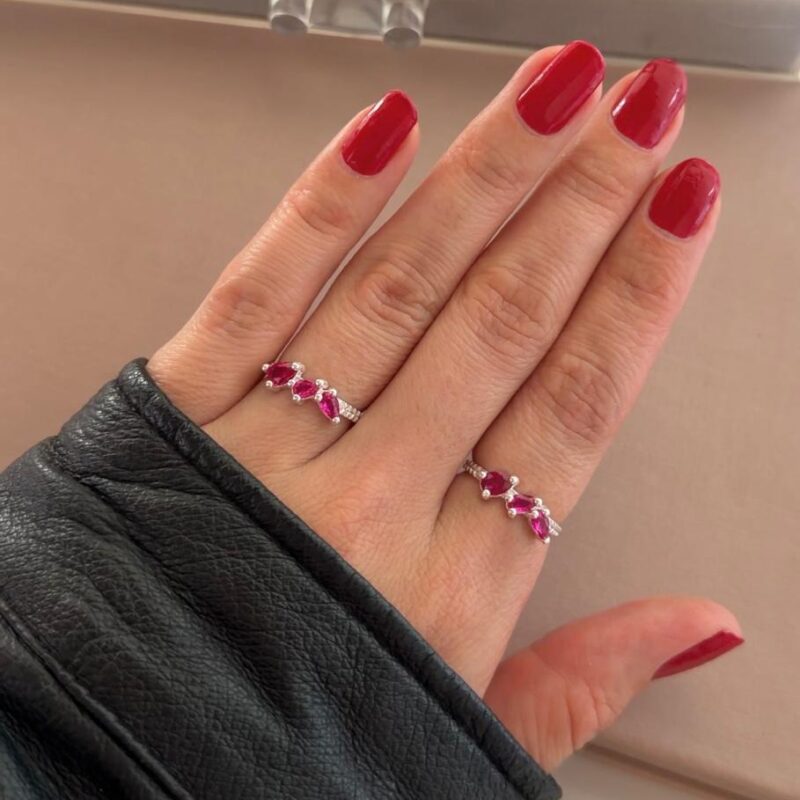 Anéis zircônias rosa
