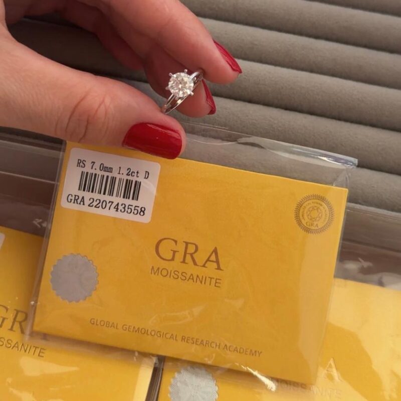 Anel solitário 6 garras moissanite 7.0mm 1. 2ct